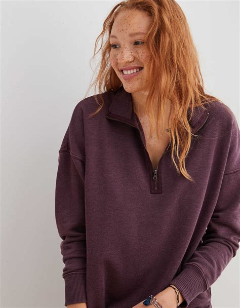 aerie oversized quarter zip sweatshirt